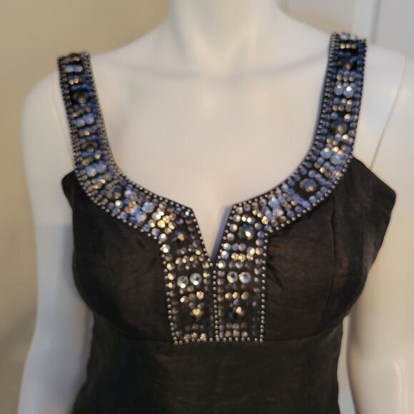 Laundry by Shelli Segal Beaded Black Sheath Short Party Dress Sleeveless Size 0 - Picture 2 of 10